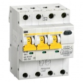 Дифференциальный автомат ИЭК АВДТ34 C16А 3П+Н 30мА тип А трехфазный электронный 6кА (дифавтомат, АВДТ)