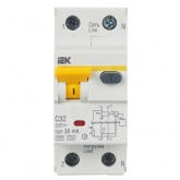 Дифференциальный автомат ИЭК АВДТ32 C32А 1П+Н 30мА тип А однофазный электронный 6кА (дифавтомат, АВДТ)