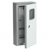 Щит металлический с окном ИЭК ЩУРн-1/9зо У1 IP54 на 1-фазный счетчик и 9 модулей навесной