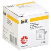 Розетка телефонная ИЭК Праймер RJ-11 категория 3 2 модуля белый