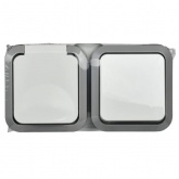 Блок розетка ИЭК TORS TS242 2П+3 и 1-клавишный выключатель горизонтальный 16А IP55 серо-белый