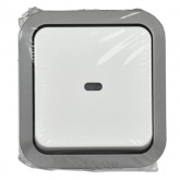 Переключатель 1-клавишный с индикацией ИЭК TORS TS202 10А IP55 серо-белый