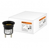 Патрон-переходник TDM с вилки на Е27 карболитовый, черный