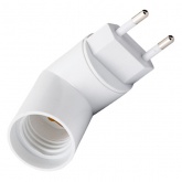 Патрон-переходник TDM с вилки на Е27 с выключателем, белый