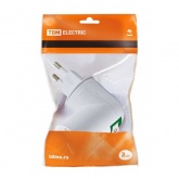 Патрон-переходник TDM с вилки на Е27 с выключателем, белый