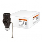 Патрон-розетка TDM карболитовый с выключателем, Е27, черный,