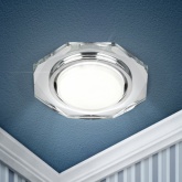 Светильник декоративный ЭРА DK81 SL под лампу GX53, 220V, многогранный, зеркальный хрусталь