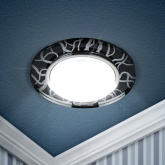 Светильник декоративный ЭРА DK80 WH/BK под лампу GX53, 220V, белый/черный хрусталь