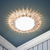 Декоративный светильник ЭРА DK LD25 CHP/WH GX53 со светодиодной подсветкой, шампань