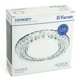 Светильник встраиваемый с белой LED подсветкой Feron CD4027 потолочный GX53 без лампы прозрачный