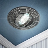 Светильник встраиваемый ЭРА ST7A CH/SS штампованный поворотный MR16,12V/220V, 50W сатин серебро/хром