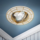 Светильник встраиваемый ЭРА ST7A GD/WH штампованный поворотный MR16, 12V/220V, 50W белый/золото