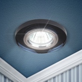 Светильник ЭРА декор стекло круглое DK7 CH/BK MR16 12V/220V 50W хром/черный (5055398625781)