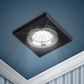 Светильник ЭРА декор стекло квадрат DK8 CH/BK MR16 12V/220V 50W хром/черный (5055398625774)