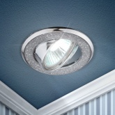 Светильник ЭРА декор Круглый со стеклянной крошкой DK18 CH/SH SL MR16 12V/220V 50W хром/серебр