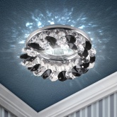 Светильник ЭРА DK16 CH/WH/BK декор Круглый с мелкими хрусталиками MR16,12V/220V 50W хром/прозрачн