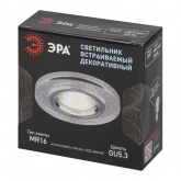 Светильник ЭРА декор стекло DK7 CH/SHSL MR16 12V/220V 50W хром/серебряный блеск (5055398624203)