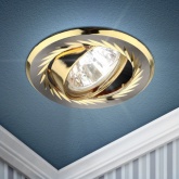 Светильник ЭРА KL6A SN/G MR16 12V/220V 50W сатин никель/золото литой поворотный гравировка по кругу