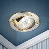Светильник встраиваемый литой поворотный ЭРА MR16 12V/220V 50W KL3A SS/G сереб/золот (5055398623558)