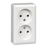Накладная двойная розетка SE ХИТ 16А 250В без заземления белая