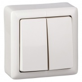 Накладной двухклавишный выключатель SE ХИТ 6А 250В белый
