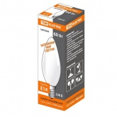 Лампа накаливания свеча TDM 60 Вт 230 В Е14 матовая