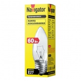 Лампа накаливания свеча Navigator 94 329 NI-B-60-230-E27-CL 60W 230V прозрачная