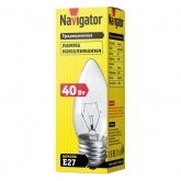 Лампа накаливания свеча Navigator 94 328 NI-B-40-230-E27-CL 40W 230V прозрачная