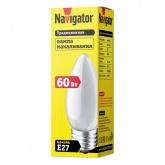 Лампа накаливания свеча Navigator 94 327 NI-B-60-230-E27-FR 60W 230V матовая