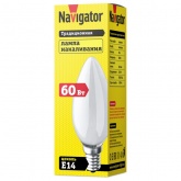 Лампа накаливания свеча Navigator 94 309 NI-B-60-230-E14-FR 60W 230V матовая