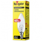 Лампа накаливания свеча Navigator 94 303 NI-B-40-230-E14-CL 40W 230V прозрачная (КНР)