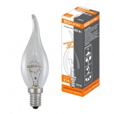 Лампа накаливания TDM свеча на ветру прозрачная 60 Вт-230 В-Е14