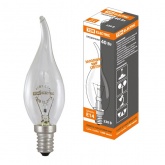 Лампа накаливания TDM свеча на ветру прозрачная 40 Вт-230 В-Е14