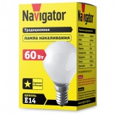 Лампа накаливания шарик Navigator 94 317 NI-C-60-230-E14-FR 60W 230V матовая