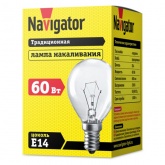 Лампа накаливания шарик Navigator 94 316 NI-C-60-230-E14-CL 60W 230V прозрачная (КНР)
