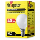 Лампа накаливания шарик Navigator 94 315 NI-C-40-230-E14-FR 40W 230V матовая