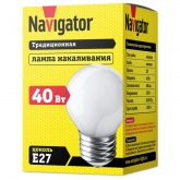 Лампа накаливания шарик Navigator 94 311 NI-C-40-230-E27-FR 40W 230V матовая