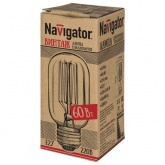 Ретро лампа Navigator 71 958 NI-V-T45-SC15-60-230-E27-CLG 60W 230V цилиндр D45mm золотая прозрачная