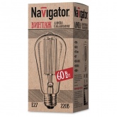 Ретро лампа Navigator 71 957 NI-V-ST64-SC17-60-230-E27-CLG 60W 230V груша золотая прозрачная