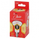 Лампа светодиодная ЭРА RED LINE ECO LED R63 8W 827 2700K 230V E27 рефлектор теплый свет