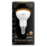 Лампа светодиодная Gauss LED R50 6W 3000K 220V E14 500Lm теплый свет