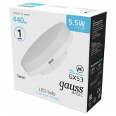 Лампа светодиодная таблетка Gauss Basic LED 5,5W 4100K 220V GX53 440lm холодный свет