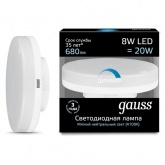 Лампа светодиодная таблетка Gauss Black 8W 4100K 220V GX53 680Lm DIM холодный свет