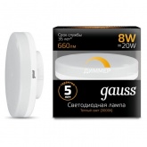 Лампа светодиодная таблетка Gauss Black 8W 3000K 220V GX53 660Lm DIM тепло-белый свет