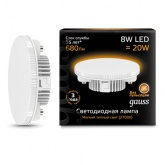 Лампа светодиодная таблетка Gauss Black 8W 3000K 220V GX53 680Lm тепло-белый свет