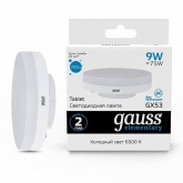 Лампа светодиодная таблетка Gauss Elementary 9W 6500K 230V GX53 680Lm дневной свет