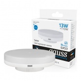 Лампа светодиодная таблетка Gauss Elementary 13W 6500K 230V GX53 950Lm дневной свет