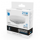 Лампа светодиодная таблетка Gauss Elementary 21W 6500K 230V GX70 2000Lm дневной свет