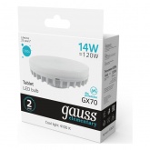 Лампа светодиодная таблетка Gauss Elementary 14W 4100K 230V GX70 1300Lm холодный свет