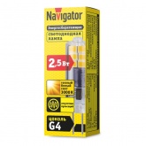 Лампа светодиодная Navigator 80 245 NLL-S-G4-2.5-230-3K-NF 2.5W 3000K 220V без пульсаций тепло-белый